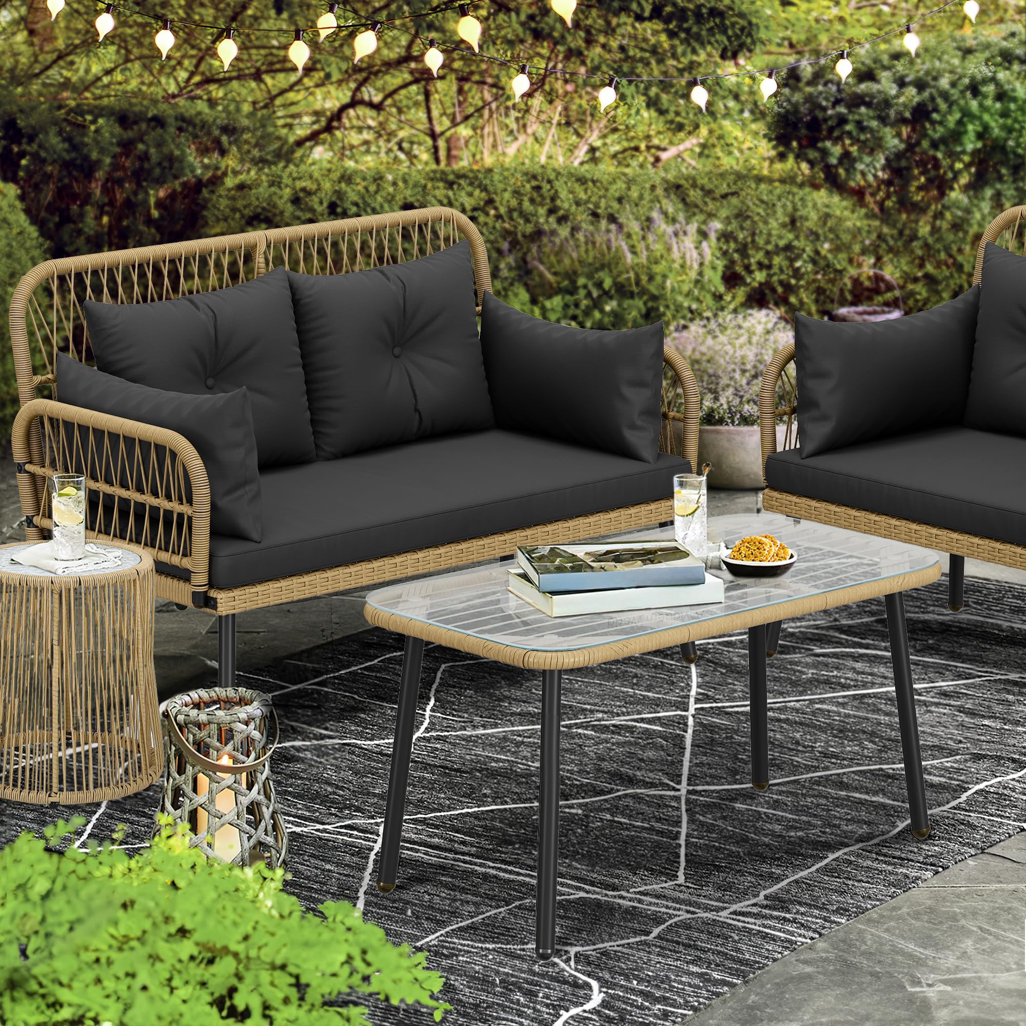 Wicker Outdoor Loveseat with Cushions