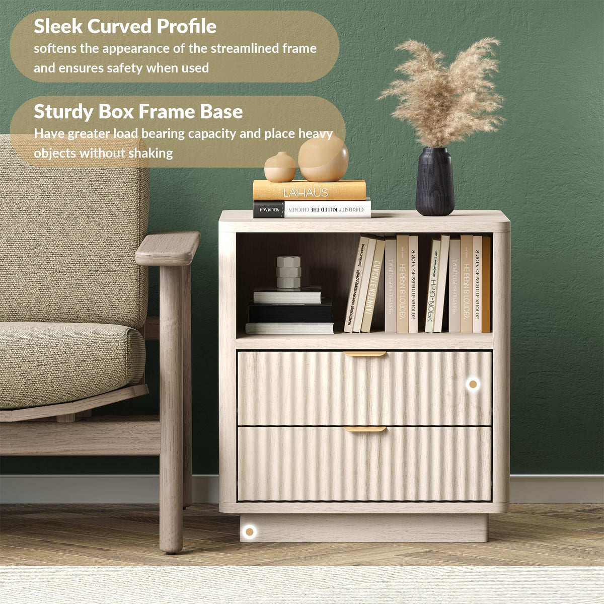 Fluted Nightstand Set of 2