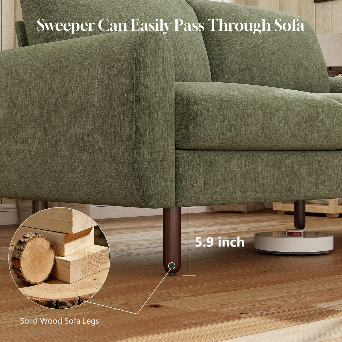 68" Green Chenille Loveseat Sofa