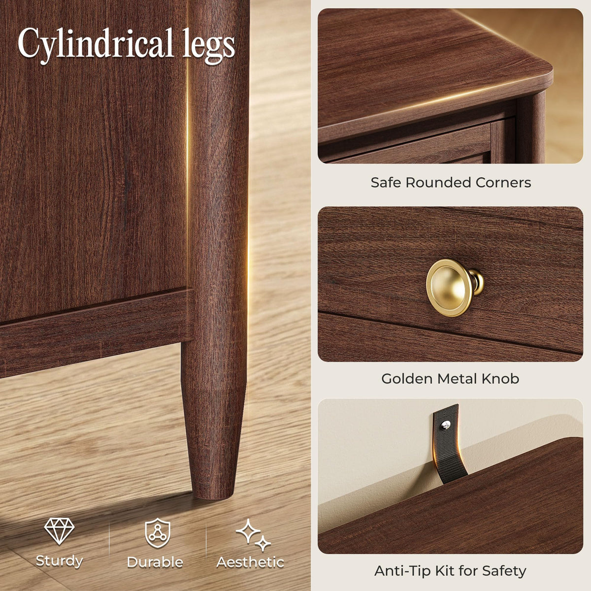 Huuger 27''H Tall Nightstands with Hidden Charging Station