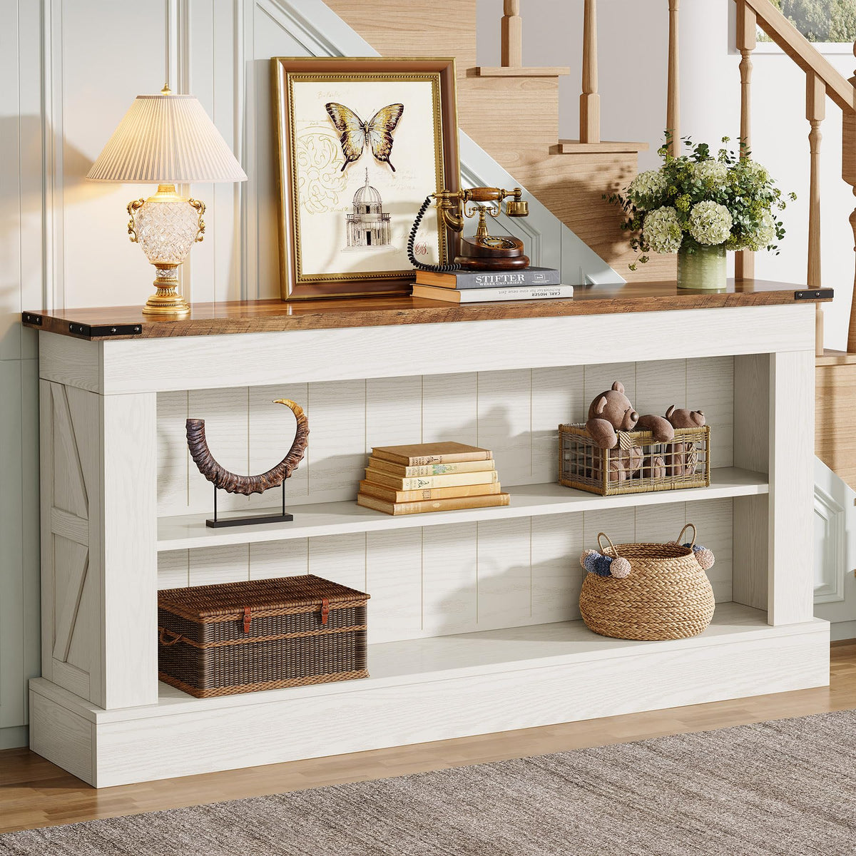 Tribesigns 63" Console Table, 3-Tier Entryway Table with Storage Shelves
