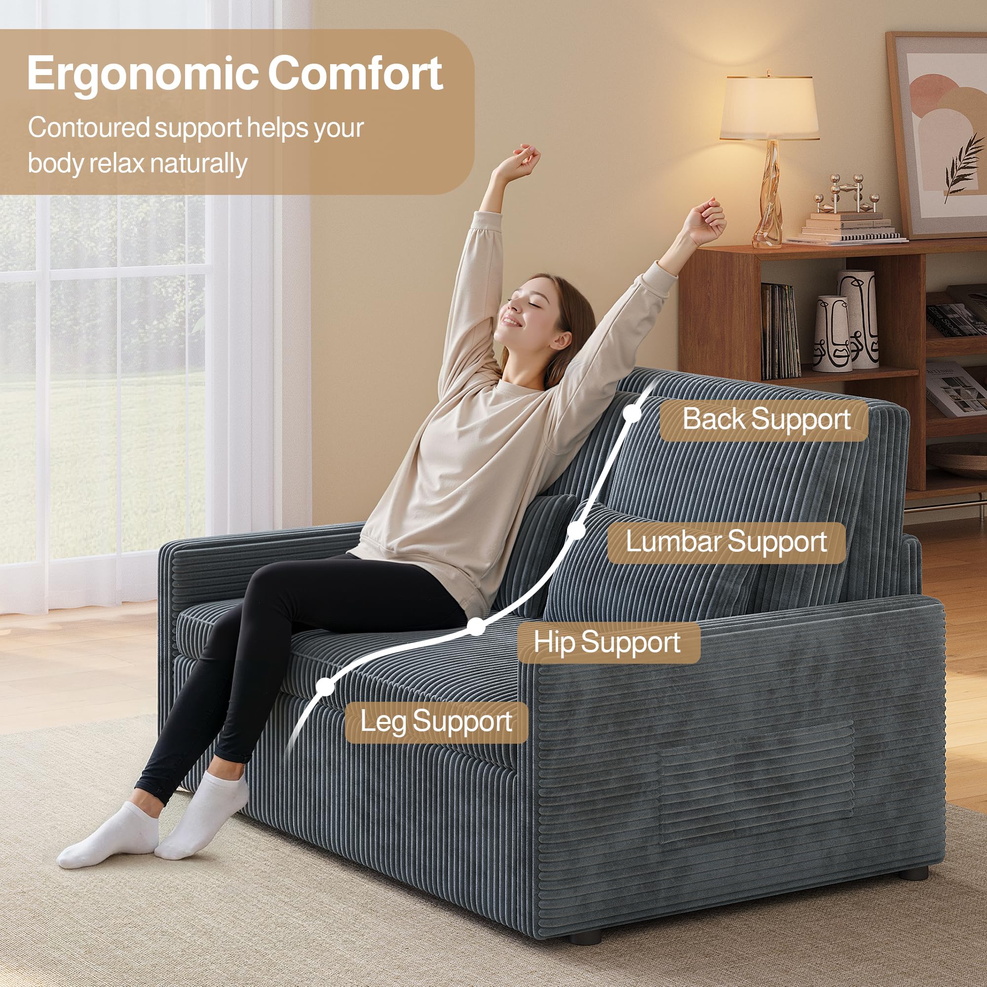 3-in-1 Convertible Loveseat Sleeper Sofa