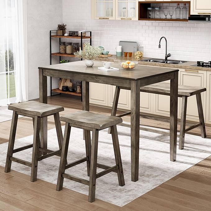 Counter Height Dining Table Set with Bench and 2 Chairs