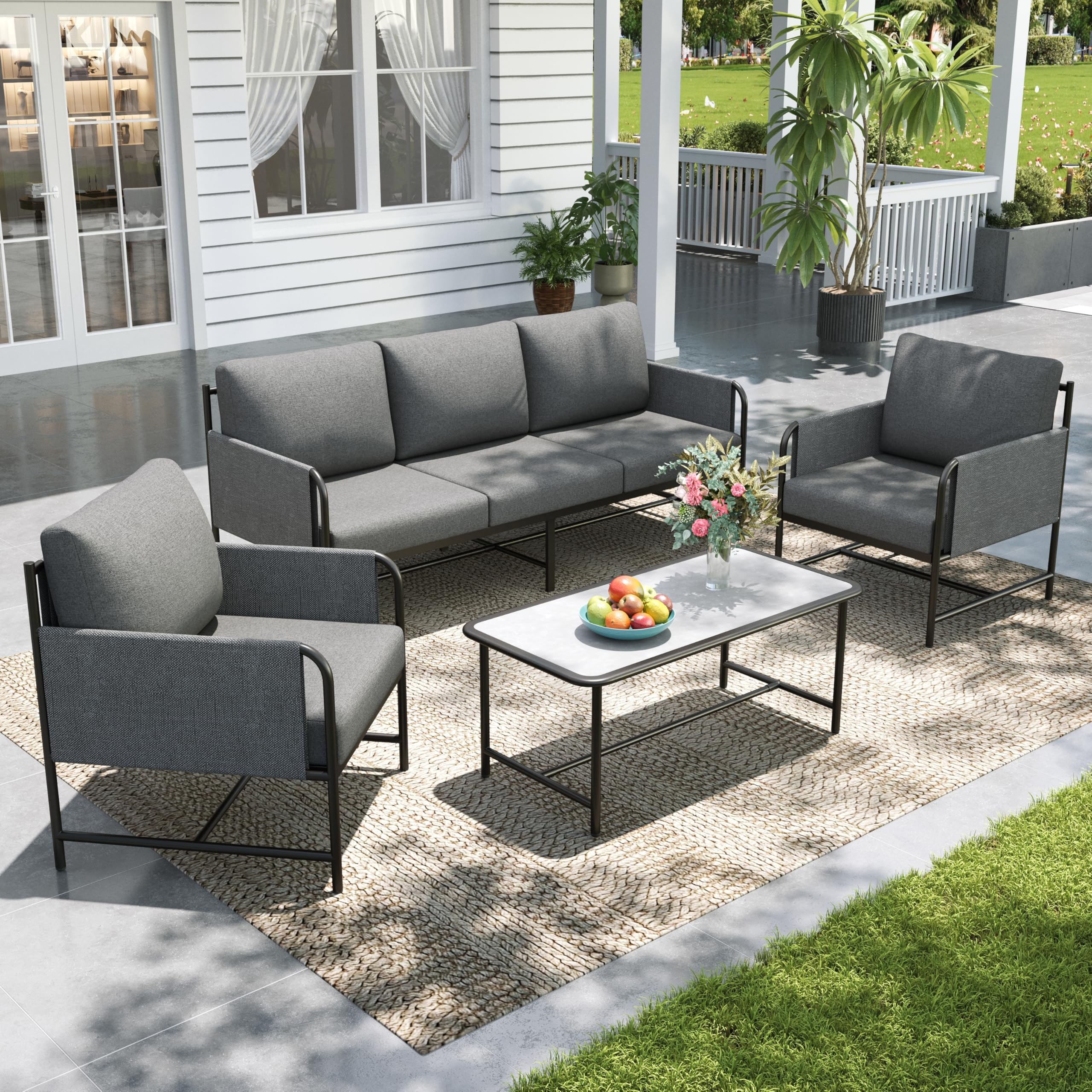 4-Piece Metal Outdoor Patio Conversation Set