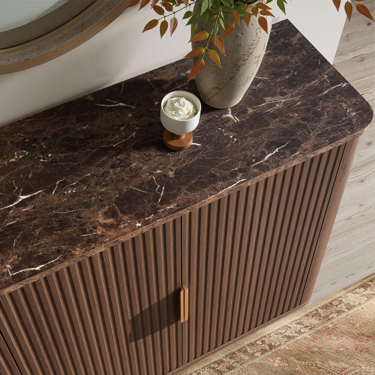 win2win 63" Fluted Sideboard Buffet Cabinet with Storage