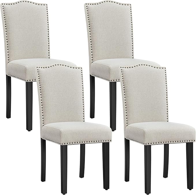 Upholstered Dining Chairs with Rubberwood Legs