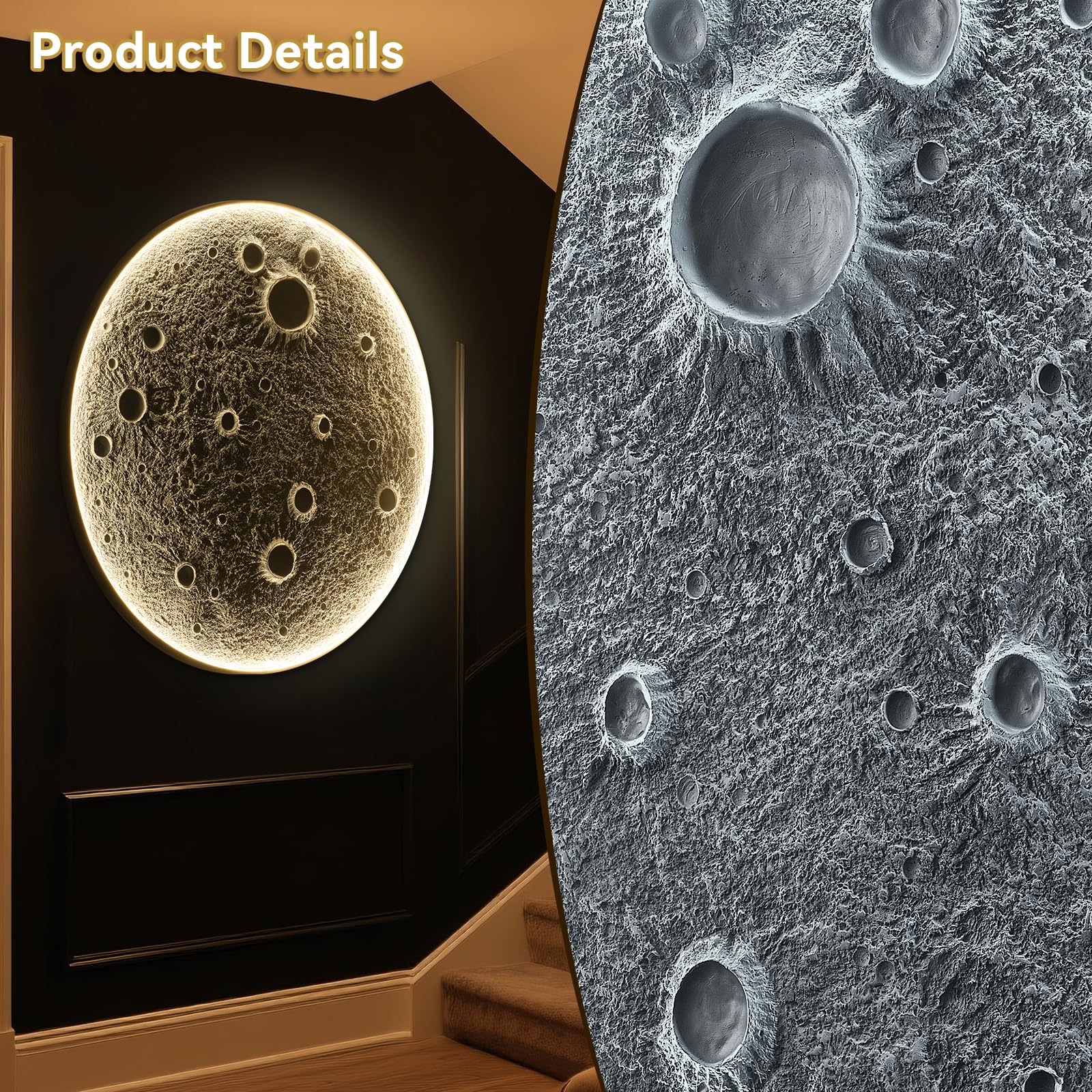 3D Moon Wall Sconce with Remote Control