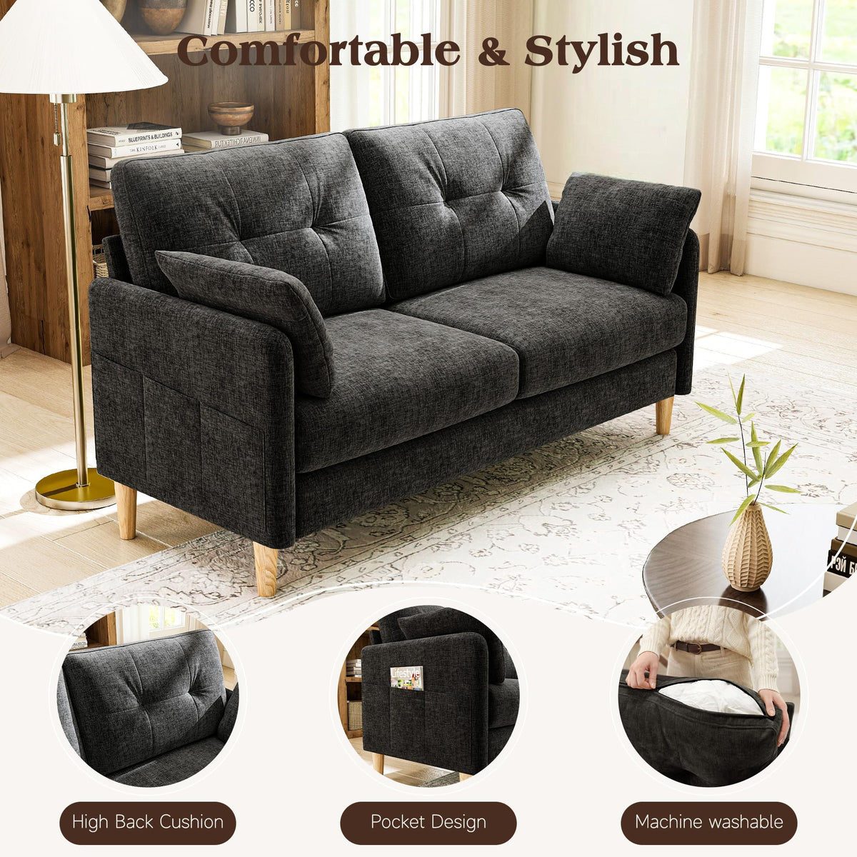 Chenille Loveseat Sofa