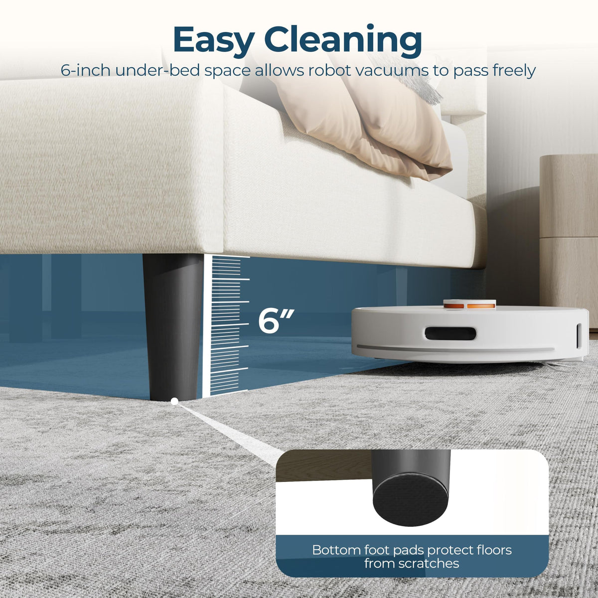 Yaheetech Full Upholstered Bed with LED Charging Station Shelf