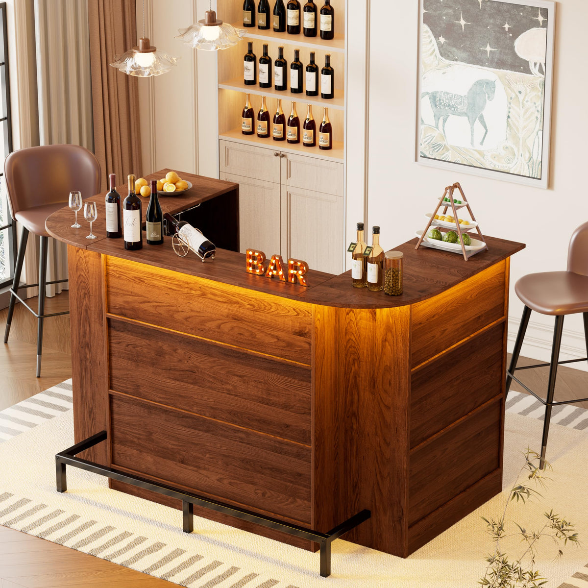 U-Shaped LED Bar Cabinet