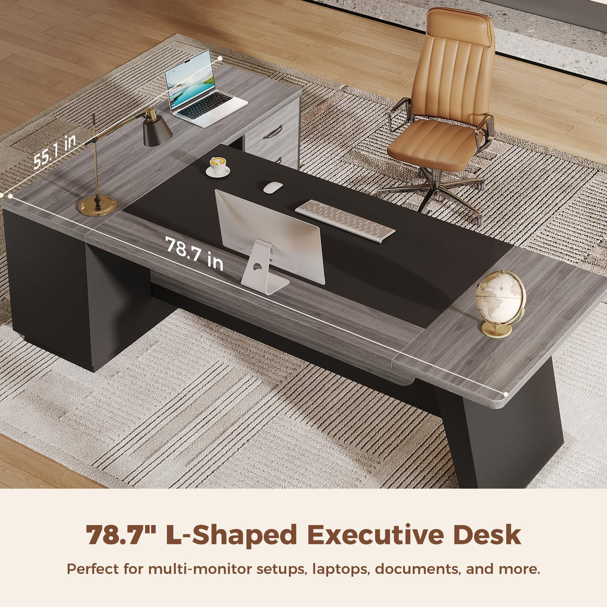 Jocoevol 78.7" L-Shaped Executive Desk, Extra Large Home Office Desk