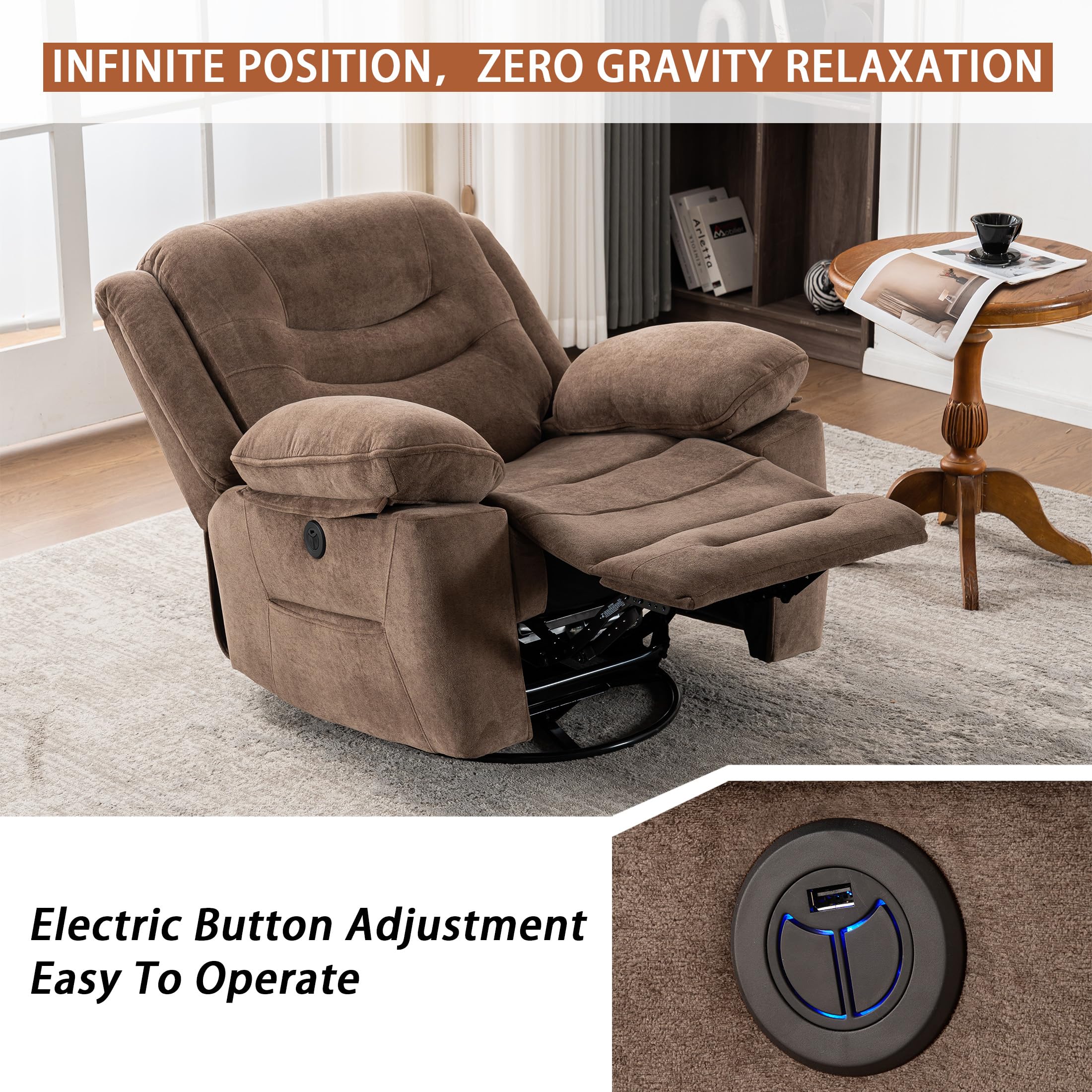 Power Swivel Rocker Recliner with Massage & Heat