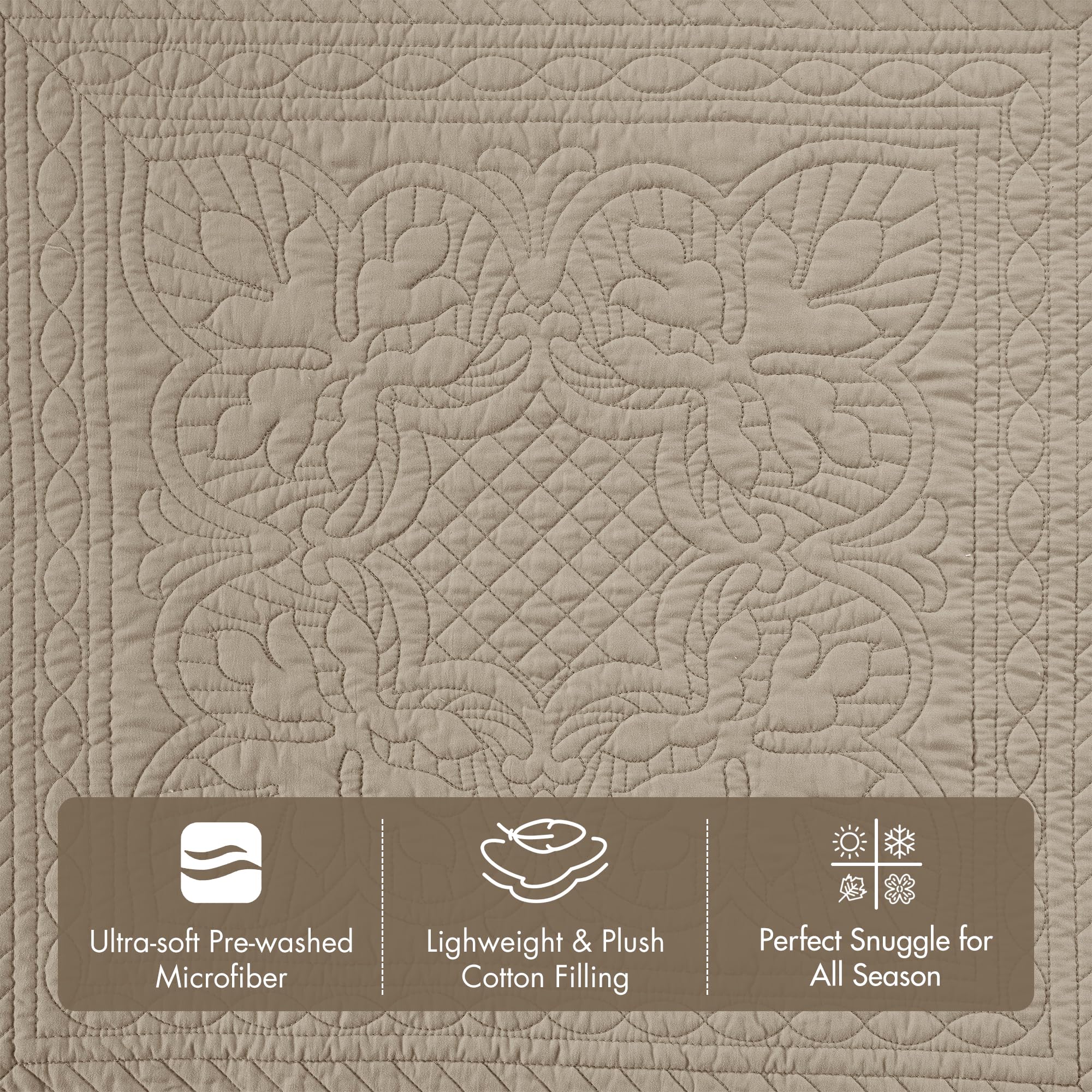 6-Piece Damask Quilted Daybed Cover Set with Scalloped Edge | All Season