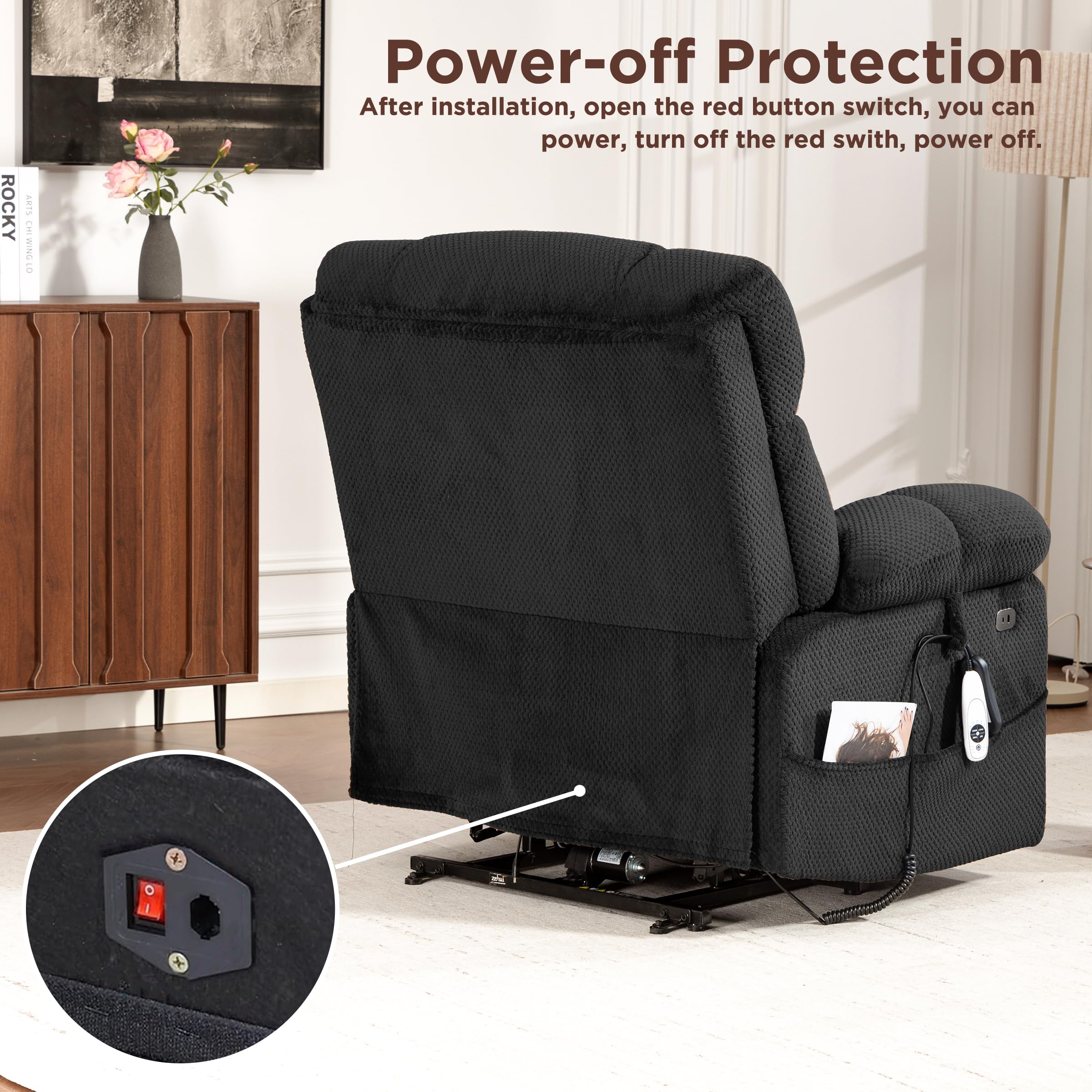 Power Lift Recliner Chair with Massage & Dual Motor