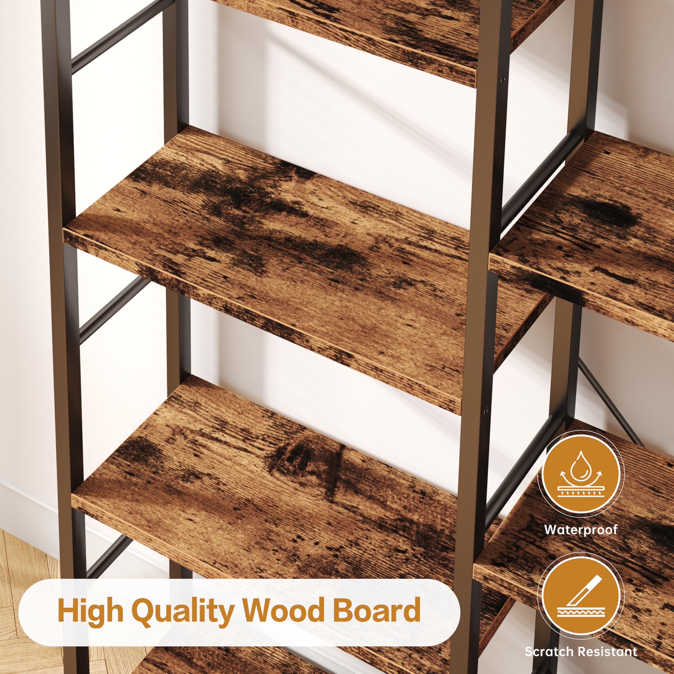 Triple Wide 5-Tier Bookshelf with 14 Shelves