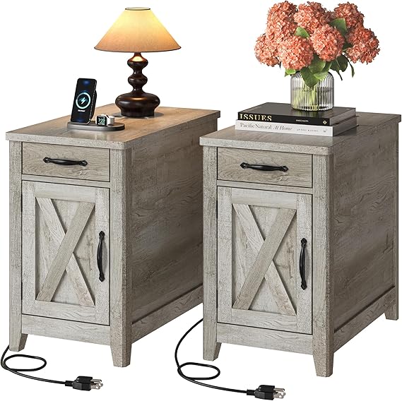 End Tables with Charging Station, Set of 2