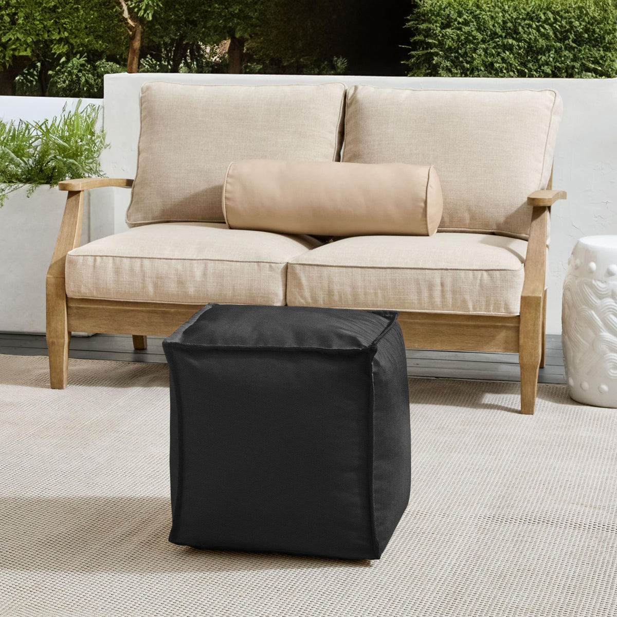 Black Outdoor Pouf Ottoman