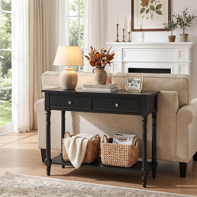 Solid Wood Console Table with Drawers