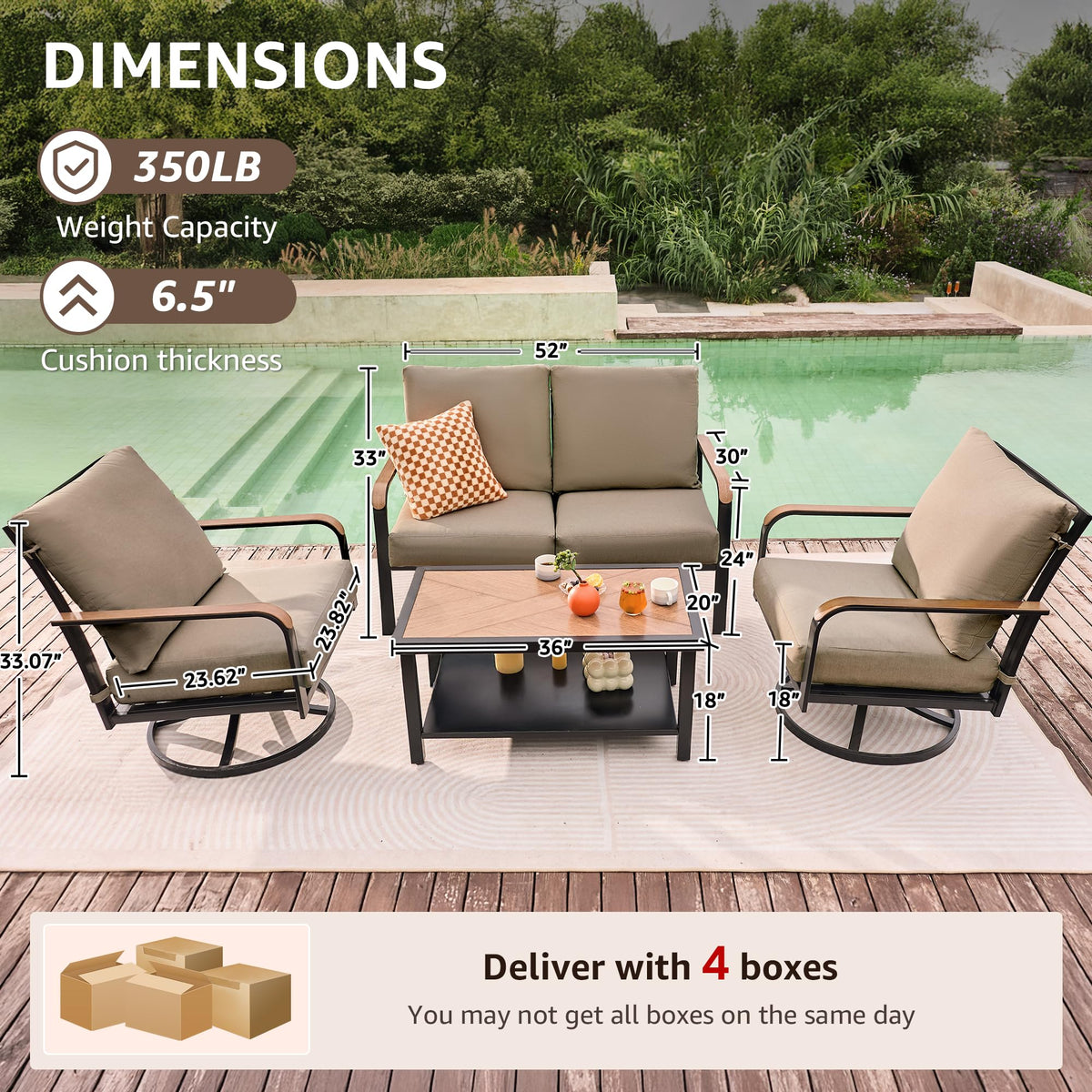 Swivel Rocker Patio Conversation Set