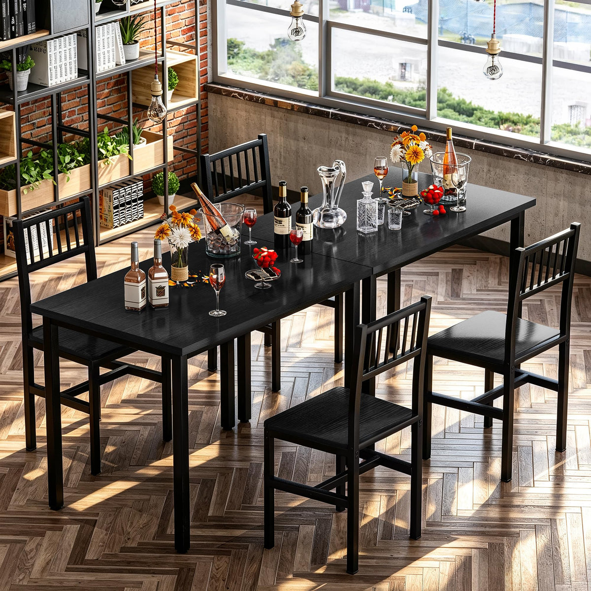AWQM 3 Piece Dining Table, Small Kitchen Table Set for 2 with Chairs(Black)