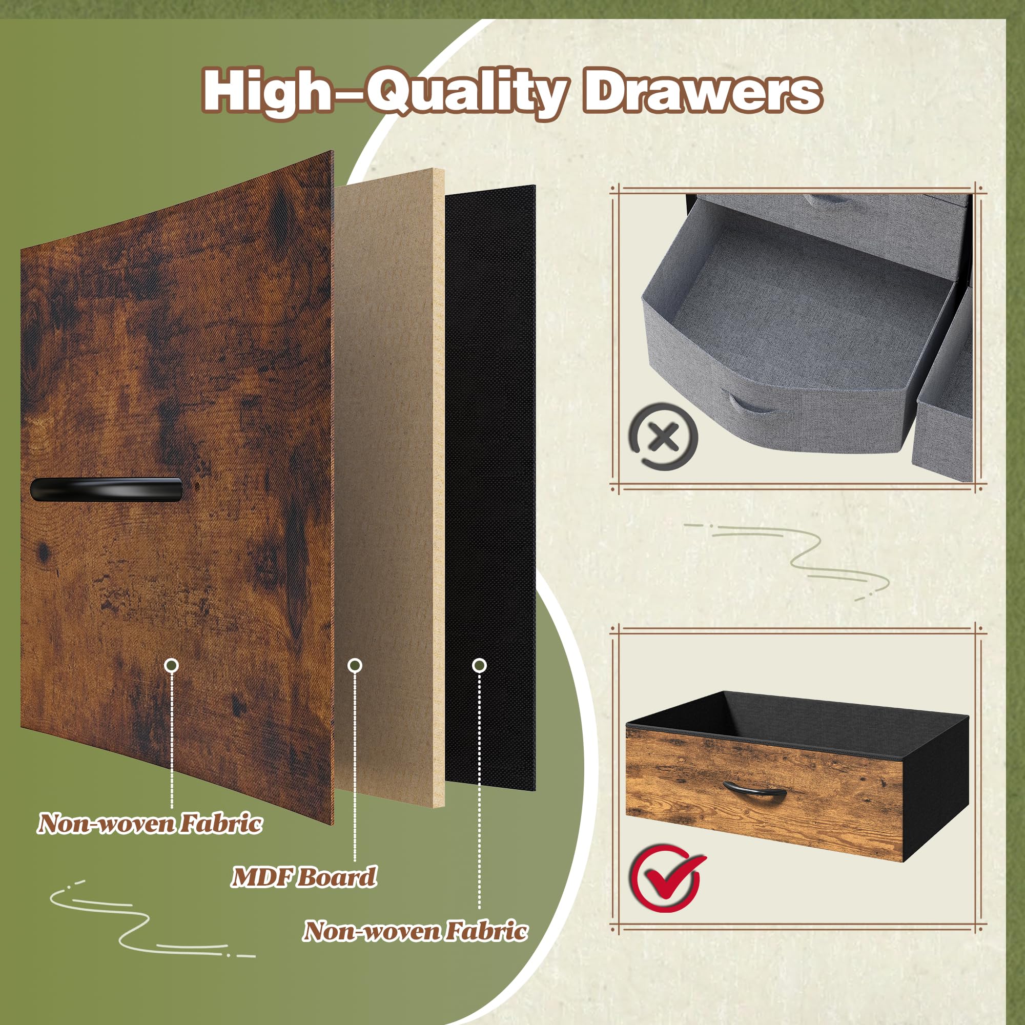 EnHomee Dresser for Bedroom, 9 Drawers Dresser TV Stand for 55, 60 Inch TV, Large Entertainment Center, Wide Chest of Drawers for Closet, Living Room, Rustic Brown
