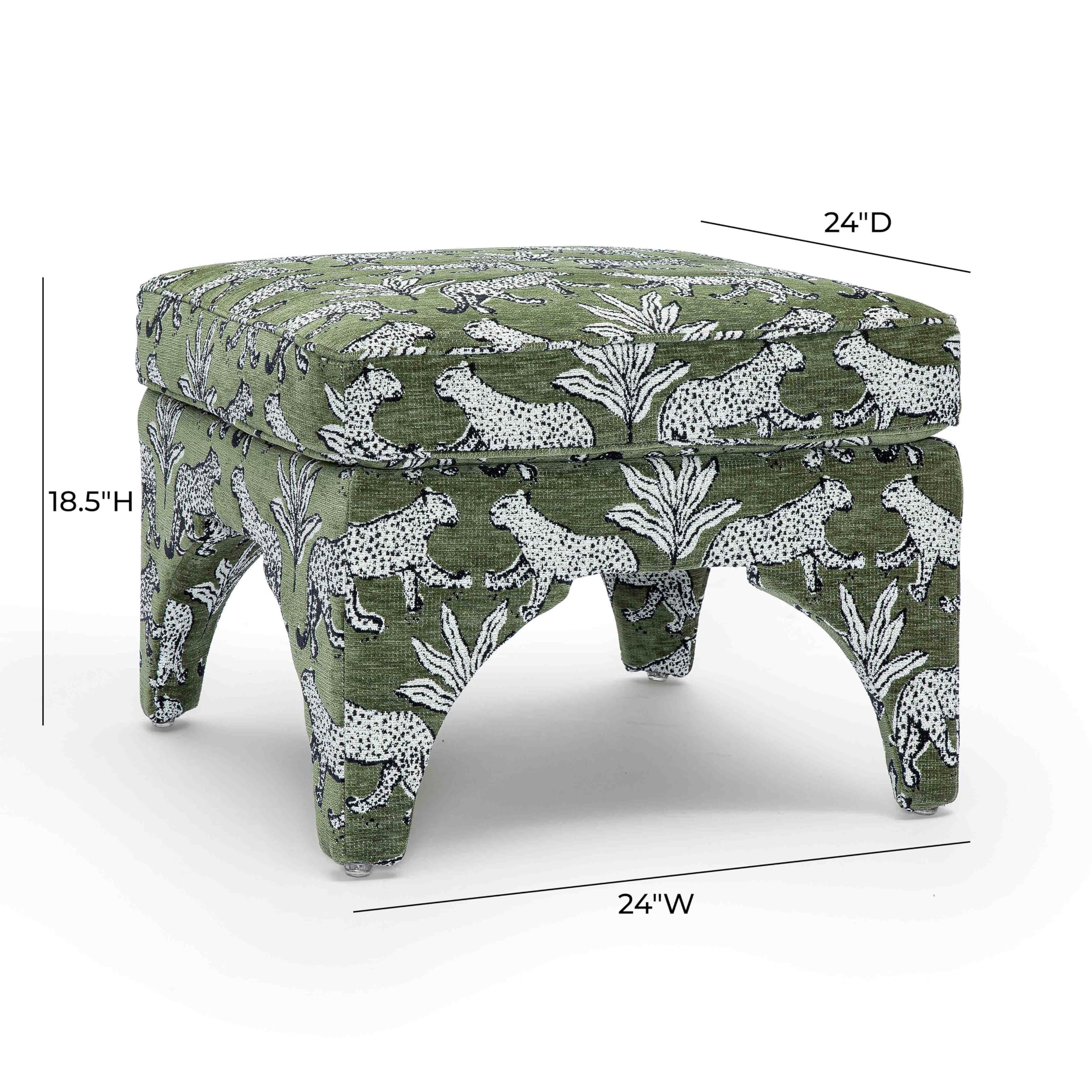 Tov Furniture Raji Jacquard Ottoman (Olive Green Leopard)