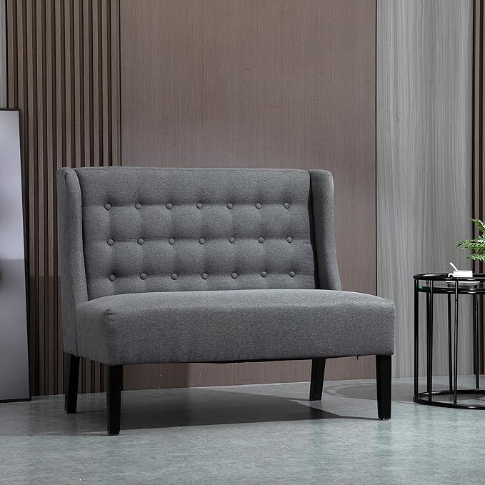 Wingback Button-Tufted Loveseat
