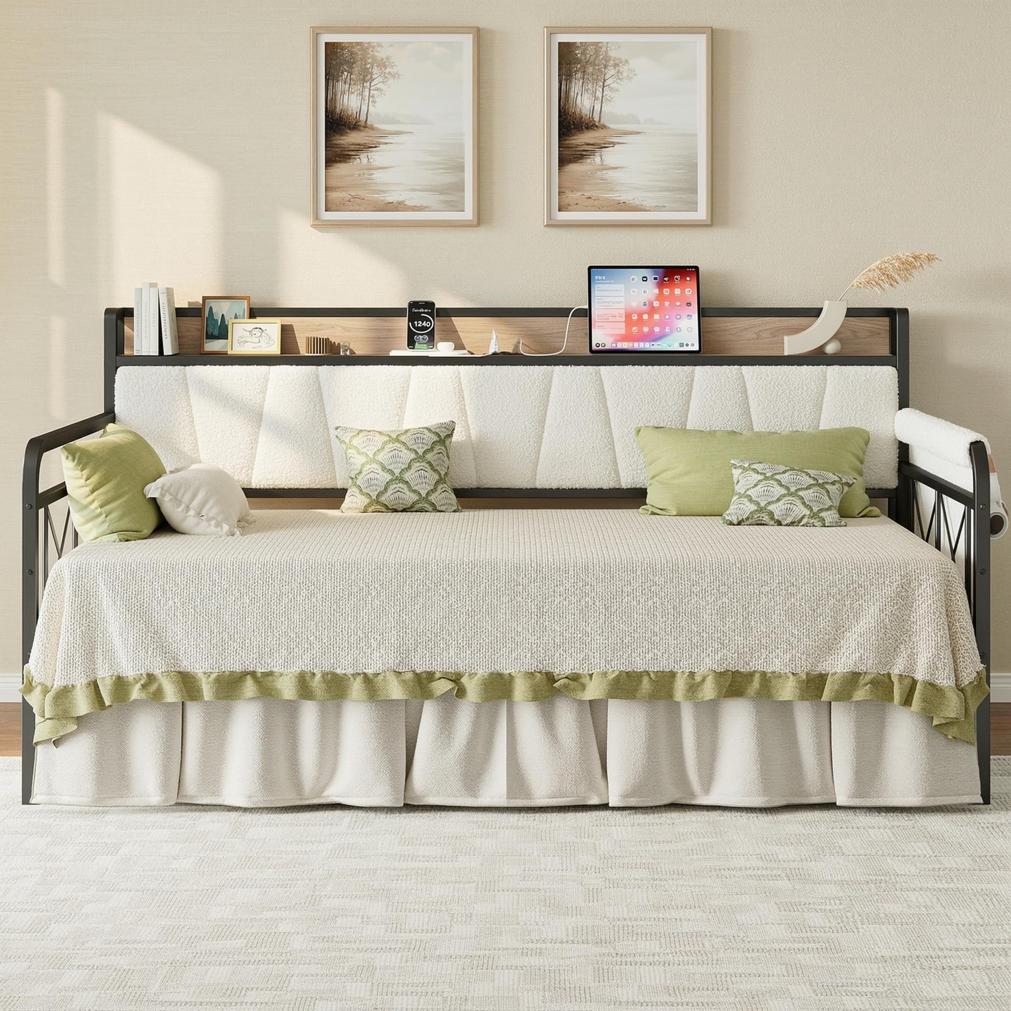 Twin Daybed with Storage Drawers & Charging Headboard