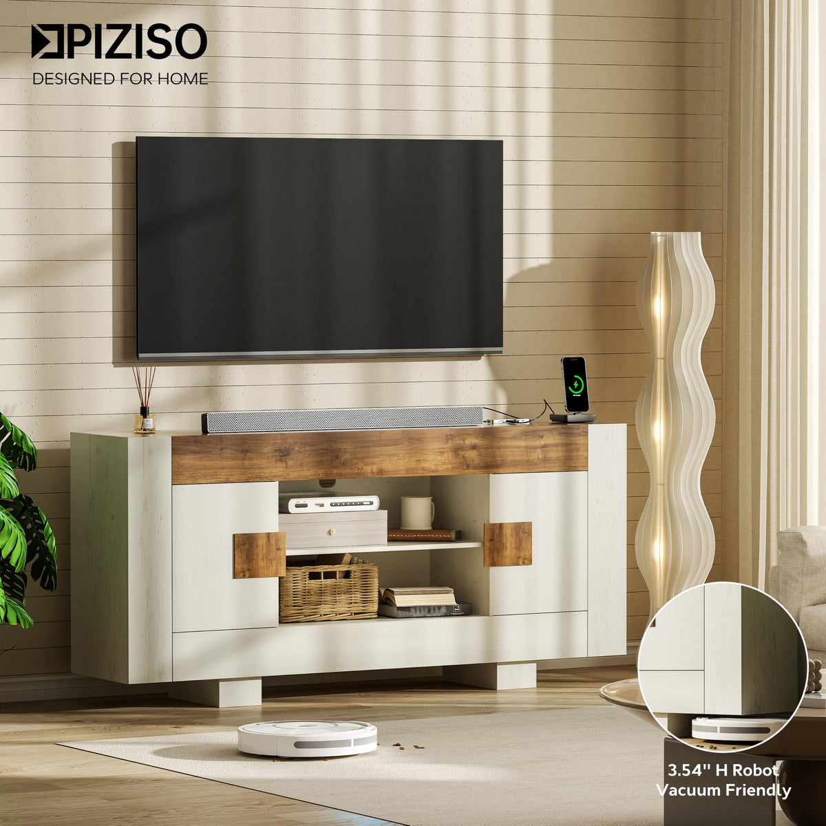 Farmhouse Modern 80" TV Stand Entertainment Center Media Console
