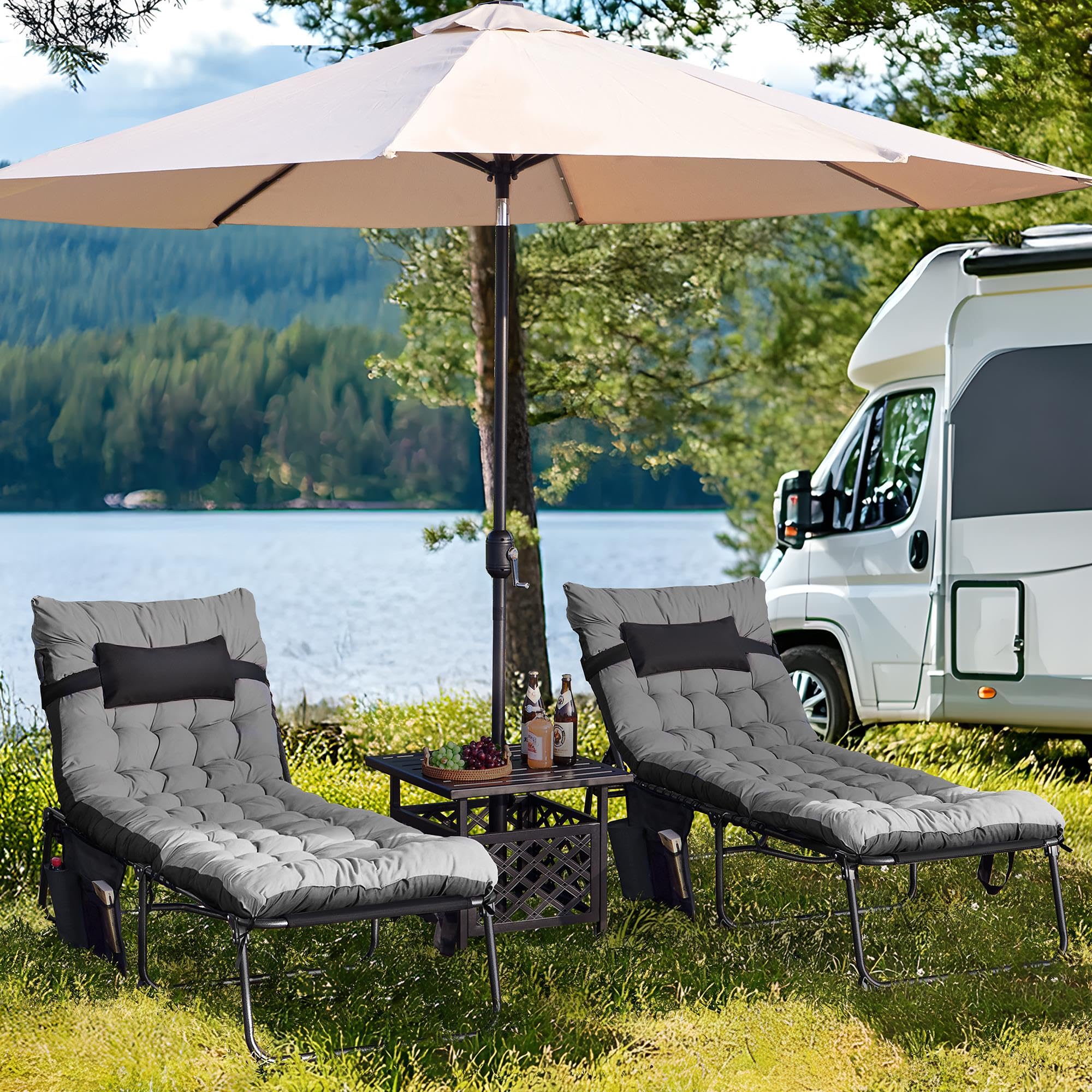 5-Position Folding Tanning Lounge Chair