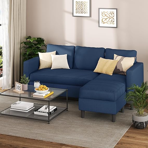 L-Shaped Convertible Sectional Sofa with Ottoman