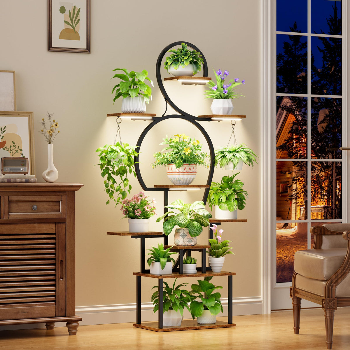 63'' Tall 9-Tier Indoor Plant Stand with Grow Light for Plants Display