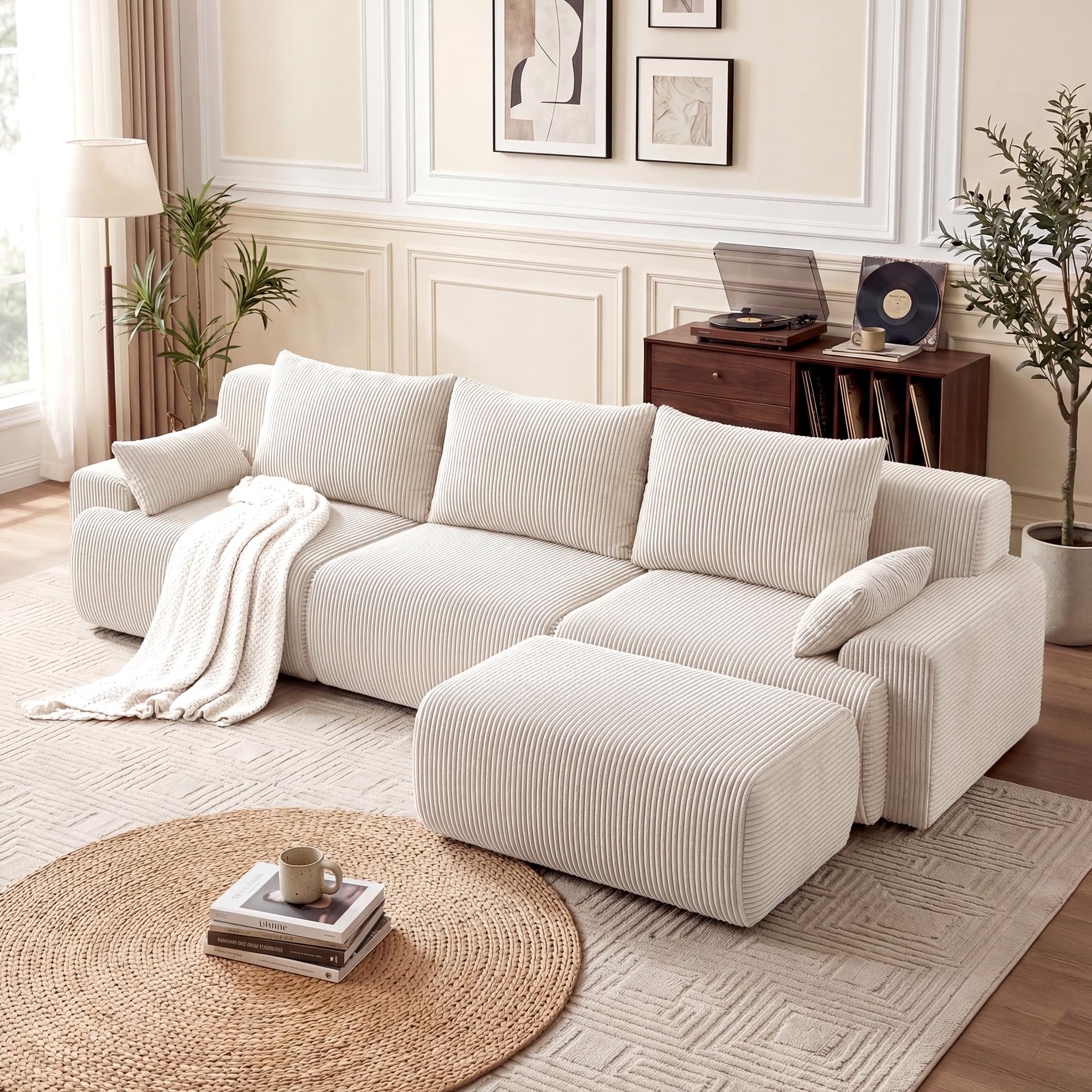 118" Modular Cloud Sectional Sofa with Ottoman