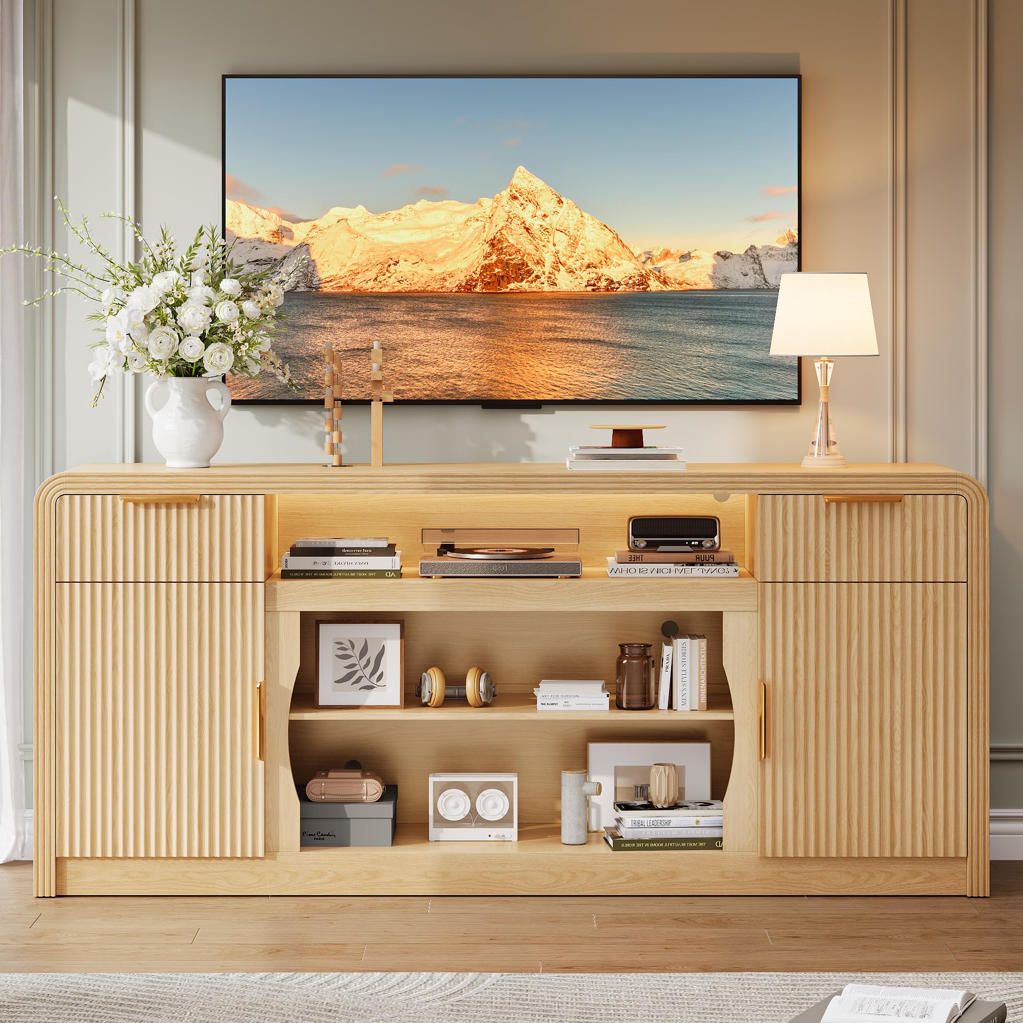 70" Fluted TV Stand with Storage