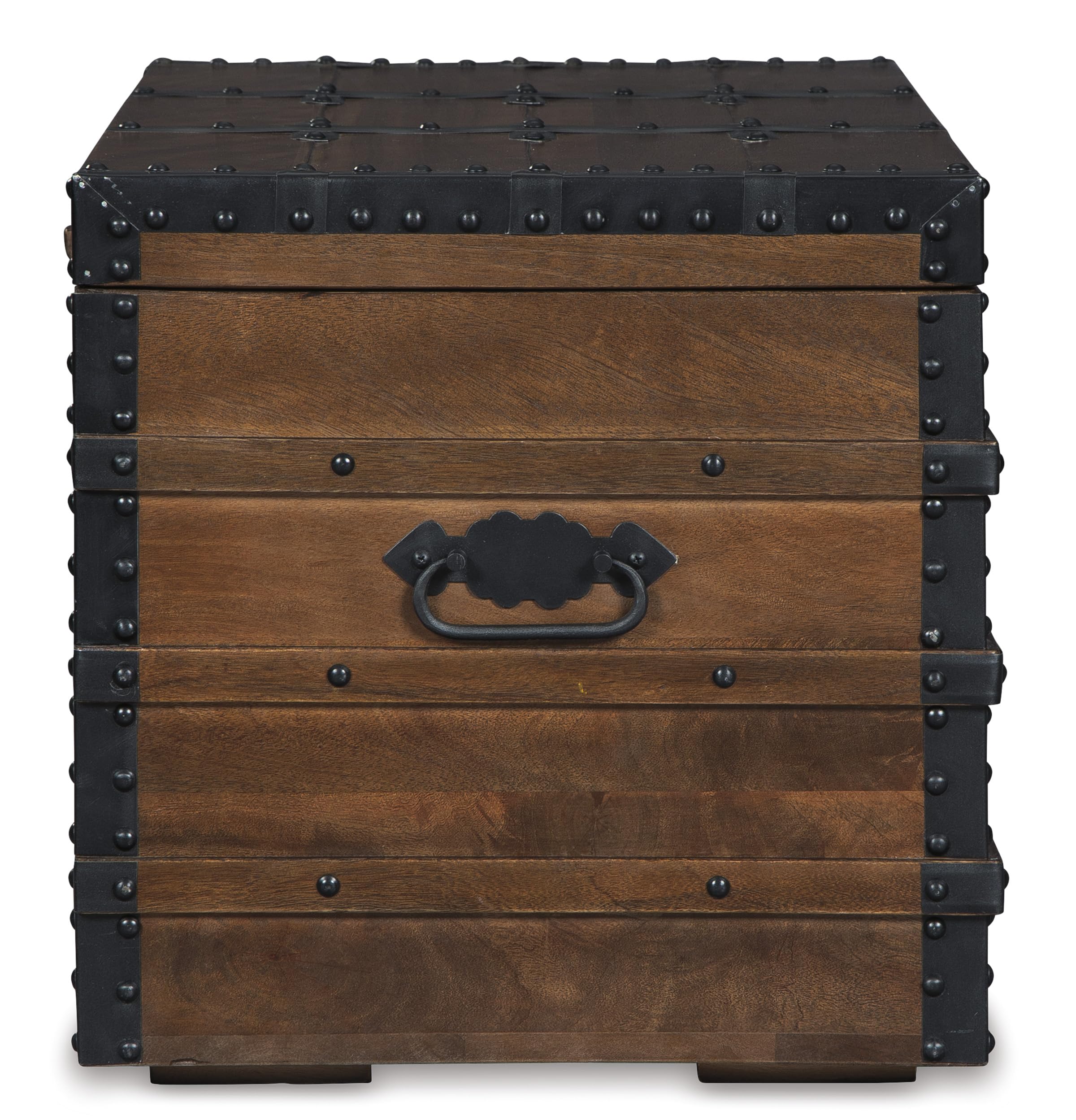 Wooden Storage Trunk with Hinged Top – Dark Brown
