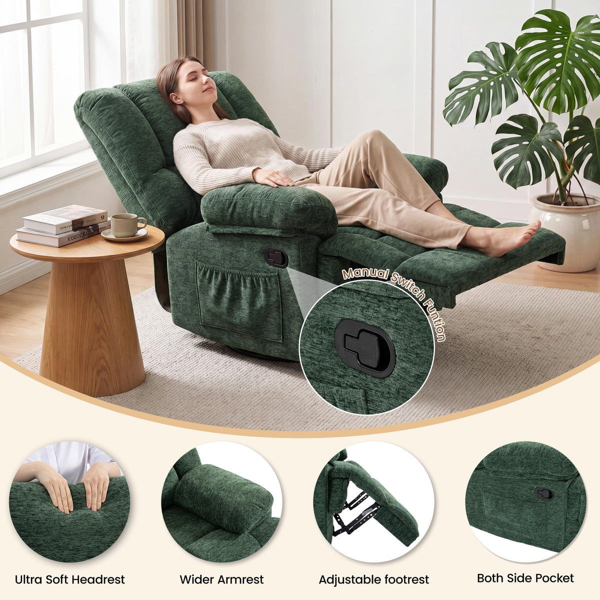 Oversized Nursery Swivel Recliner