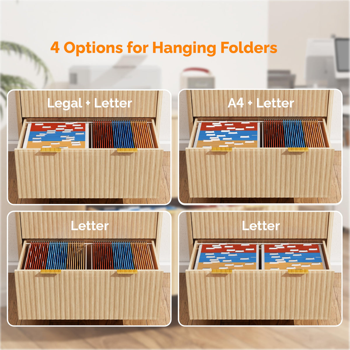Bonnlo 2 Drawer File Cabinet, Home Office Filing Organizer, for Letter Legal A4 Size File Folder Storage, Modern Style Fluted Design, Wood Lateral Filing Cabinet, Printer Stand, Archivador, Oak