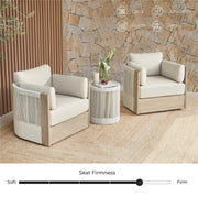 3-Piece Boho Patio Bistro Set with Swivel Chairs & Side Table