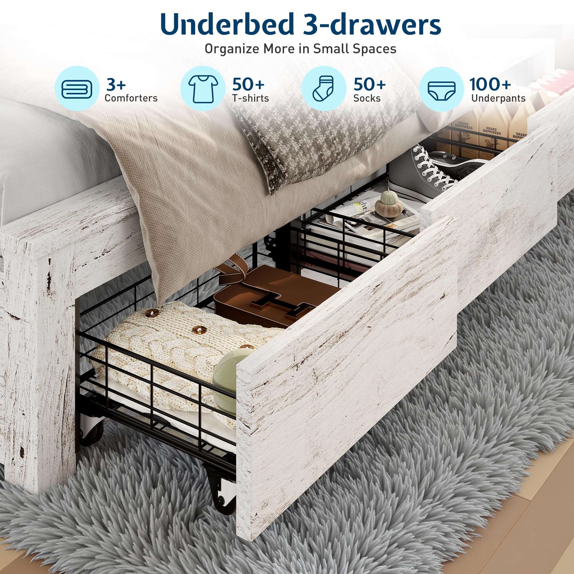 Twin Storage Daybed with Bookcase Headboard, USB Charging & RGB LED Lights