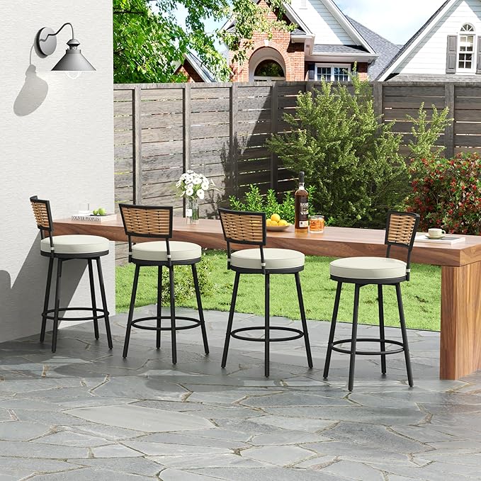 Patio Swivel Bar Stools with Cushions