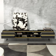 86.61" Modern Black TV Stand with Storage