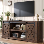 66" Farmhouse TV Stand with Sliding Barn Door