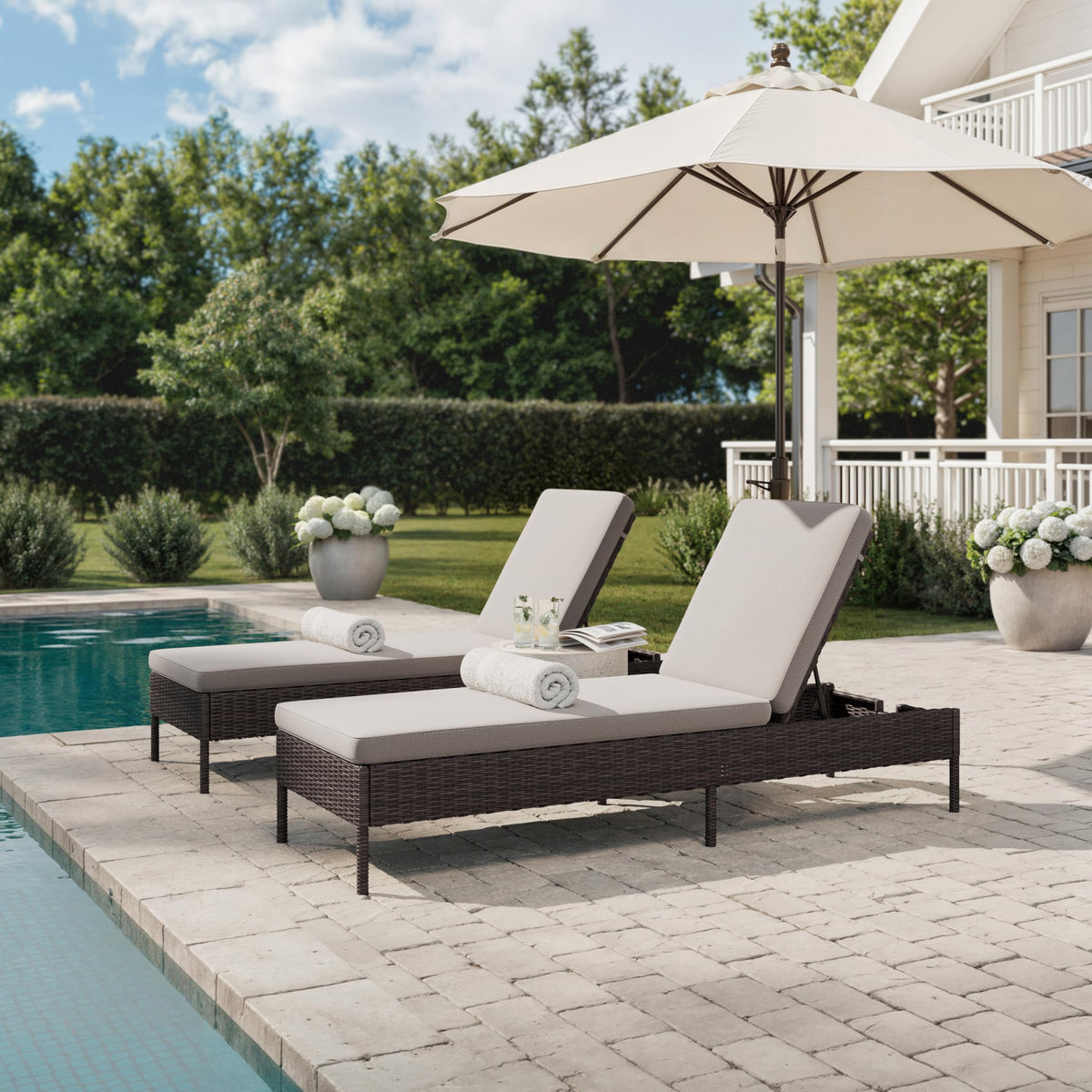 Martha Stewart Bedford Adjustable Patio Chaise Lounge Chair, Brown