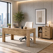 63" L-Shaped Executive Desk with Drawers & File Cabinet