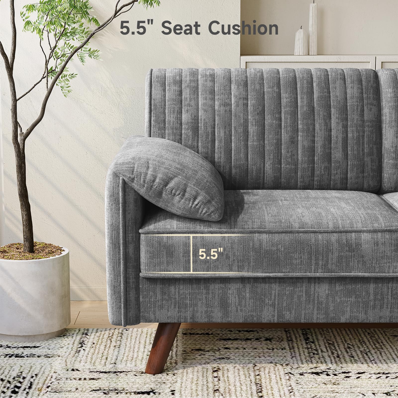 Chenille Loveseat Sofa with Padded Arms