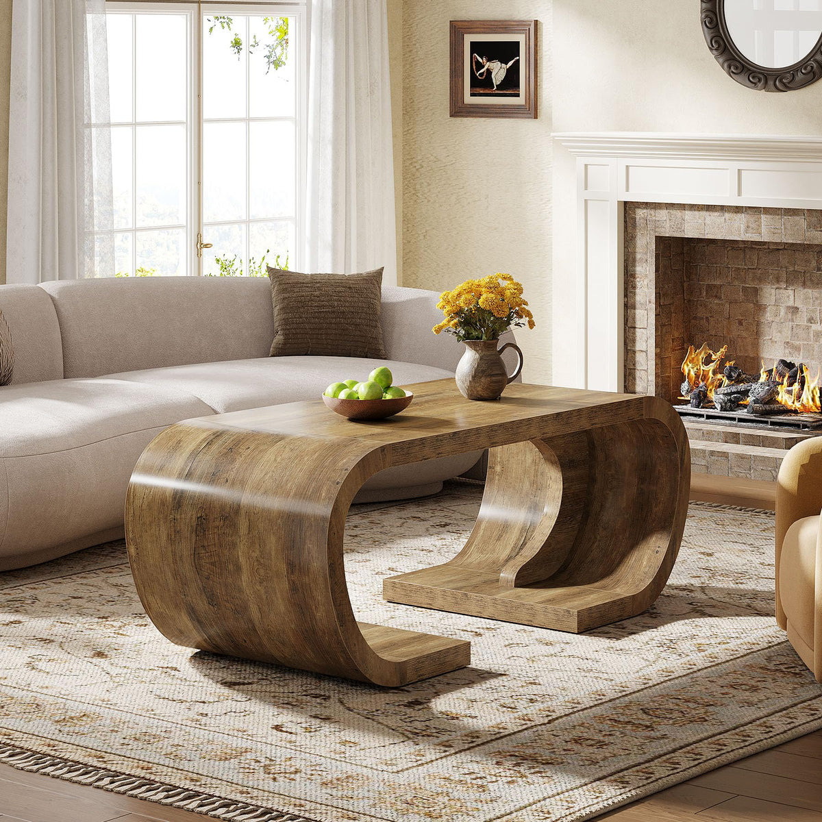 Rustic Curved Coffee Table