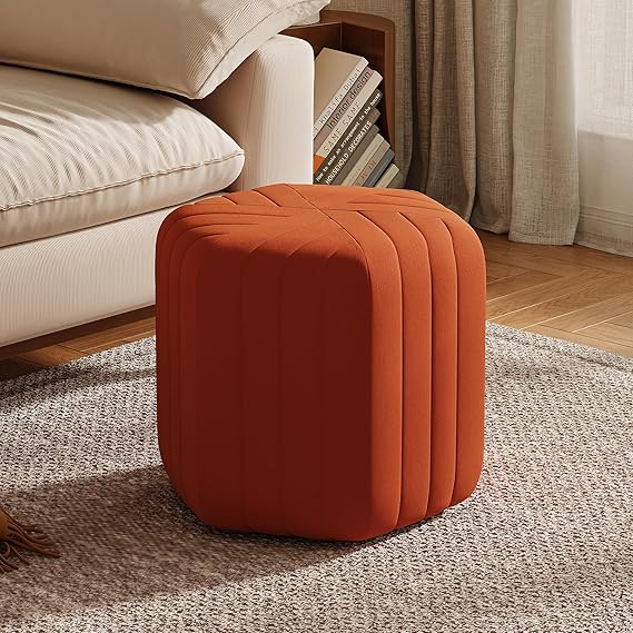 Hexagonal Velvet Ottoman Footrest