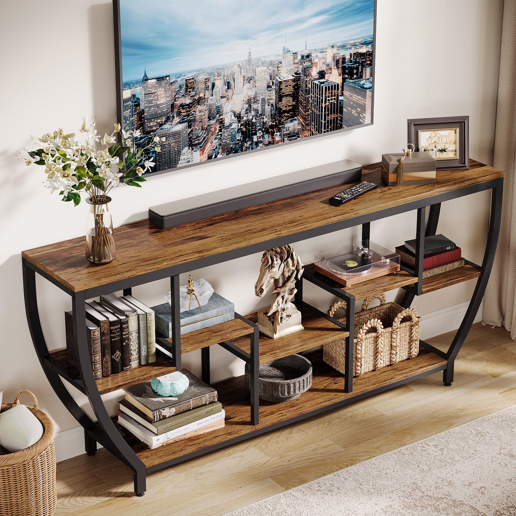 70.9" TV Stand with Storage Shelves