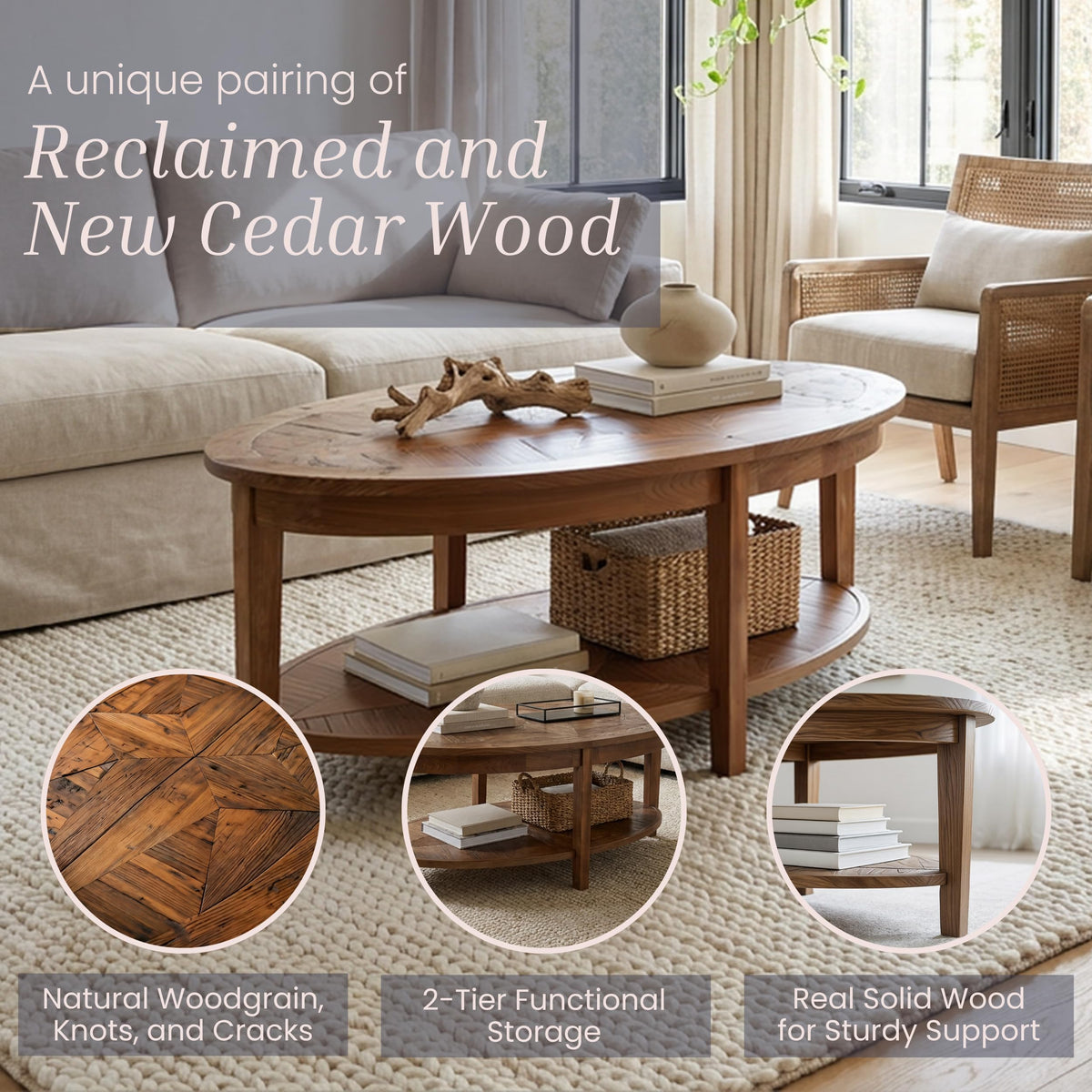 Rustic Oval Coffee Table