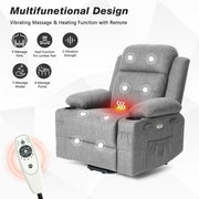 BETISEF Power Lift Recliner Chair for Elderly with Massage & Heat,Linen-Cotton, Electric Recliner with USB Ports, Cup Holders, Side Pockets, Lift Chair for Living Room, Bedroom